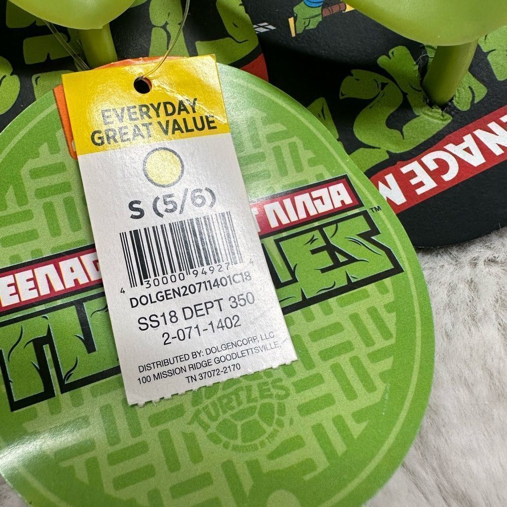 NEW Nickelodeon Teenage Mutant Ninja Turtles Slingback Flip Flop Toddler 5/6 - Picture 3 of 4